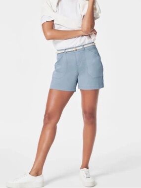 NWT Spanx Stretch Twill Shorts in Mountain Blue New Size Small Blue Gray Chino